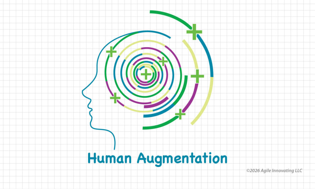 Human augmentation with AI showing how artificial intelligence amplifies human capabilities through decision support